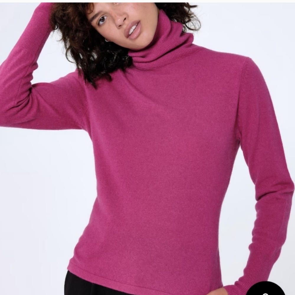 NWT ALIGNE Genta Merino Wool Cashmere Blend Turtleneck Sweater In Orchid Fuschia
